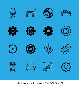 tableware icons set with antique, plate and settings vector set