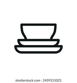 Tableware isolated icon, dinnerware set vector symbol with editable stroke