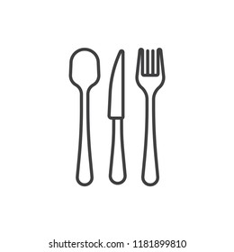 Tableware, knife, spoon, fork line icon.