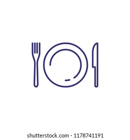 Tableware line icon. Dinner, utensil, table setting. Restaurant concept. Vector illustration can be used for topics like food, kitchen equipment, catering