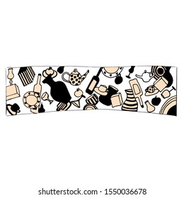 Tableware ornament. Bottles, teapots, vases and boxes. 