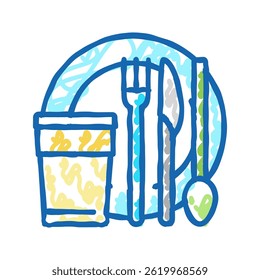 tableware plastic doodle icon sketch vector. tableware plastic sign. isolated symbol illustration