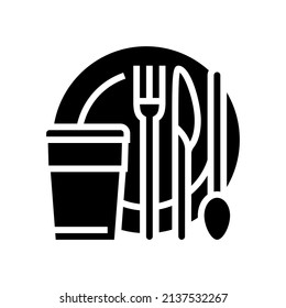 tableware plastic glyph icon vector. tableware plastic sign. isolated contour symbol black illustration