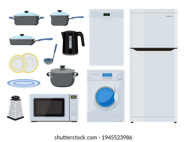 Tableware. Pot. Household appliances for the kitchen and home. Vector stock illustration isolated on a white background