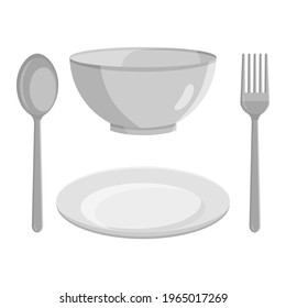tableware set, flat design vector illustration
