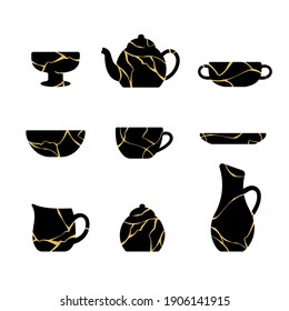 tableware set Gold kintsugi Japanese Art of Repairing 