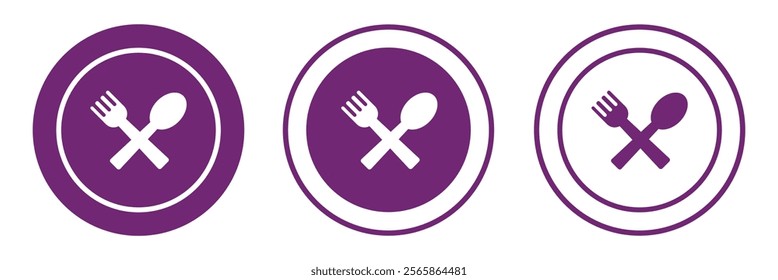 Tableware thin line icon set of fork, knife, spoon. Logotype menu. Cutlery and crockery sign. Flat style eating utensils symbol collection. Vector illustration