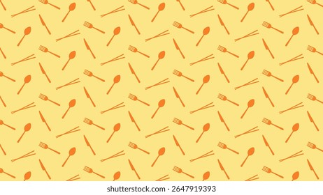 tableware, utensil, spoon, fork, knife and chopstick silhouette vector illustration elements. restaurant, food, cuisine theme seamless pattern. For background, packaging, prints, wallpaper and others