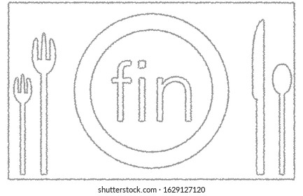 Tableware-Fork, knife, spoon and plate illustration