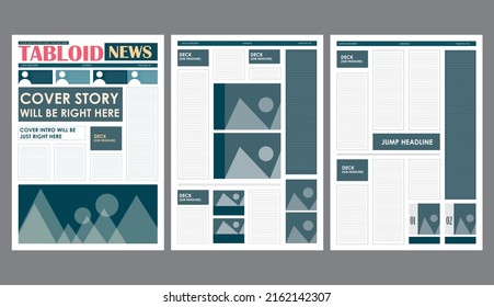 Tabloid Design, Layout Design, Newsletter, Newspaper Template