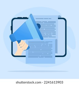 Tabloid with headlines. Reporting, journalism design element. Mass media, press releases. Publishing newspapers, daily news, propaganda ideas. Vector isolated metaphor concept illustration