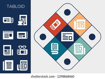 tabloid icon set. 13 filled tabloid icons. Simple modern icons about  - Newspaper