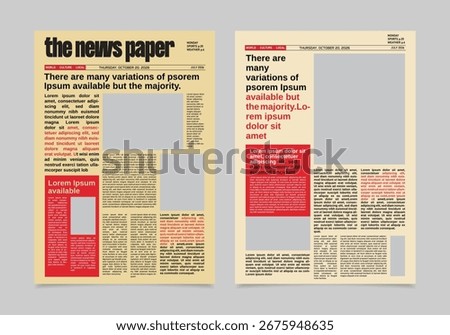 tabloid newspaper template. vintage style newspaper design template.
