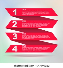 Tabs: 1, 2, 3, 4. Four banners for your tittles (elements)