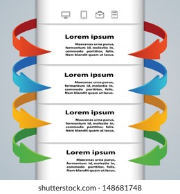 Tabs with arrows for business concepts. Infographics, presentations, template. EPS 10