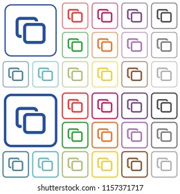 Tabs color flat icons in rounded square frames. Thin and thick versions included.