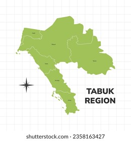 Tabuk Region map illustration. Map of the region in Saudi Arabia