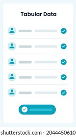 Tabular Data Skeleton screen showing profile, the verified customer. Vector Illustration for websites, web pages, templates, banners, marketing, motion graphics, animation.