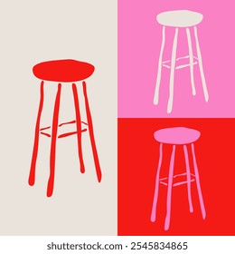 taburet illustration. Home decor.Interior design poster
