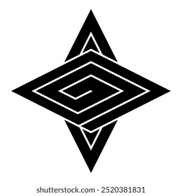 Tachiai Inazuma Hishi (Standing Lightning Diamonds). A vector icon illustration of a Japanese family crest derived from the thunder motif.