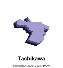 Tachikawa City map, black and white detailed outline regions of the country