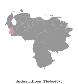 Tachira state map, administrative division of Venezuela.