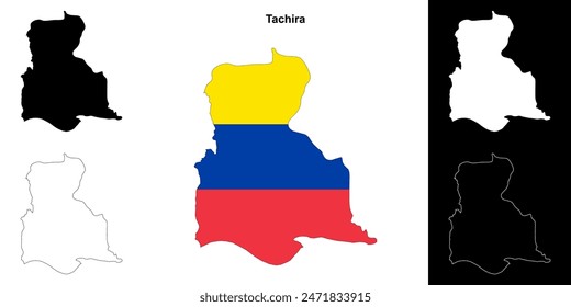 Tachira state outline map set
