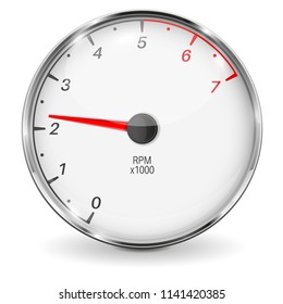 Tachometer. 3d vehicle gauge. Vector illustration isolated on white background