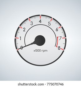 Tachometer black with red indicators. Isolated Vector illustration on light background