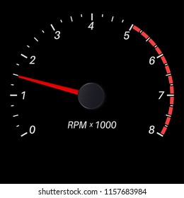 Tachometer. Black scale. Vector illustration