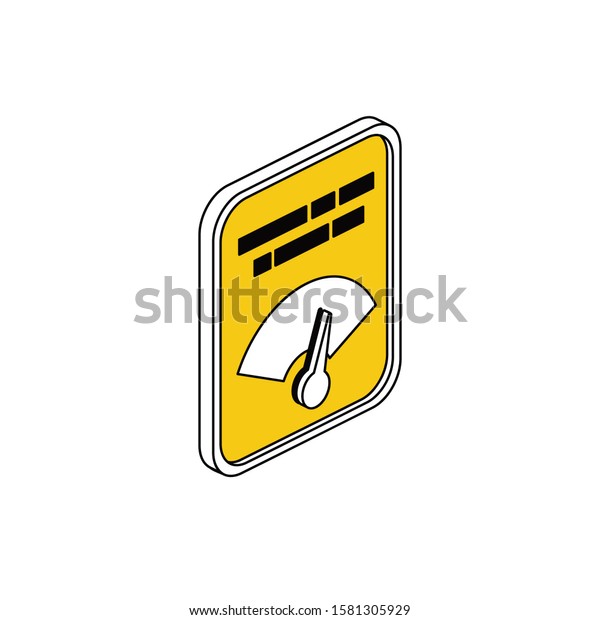 Tachometer block. Vector line, 3d stroke\
isometric, color web icon, new flat style. Creative illustration\
design, abstract idea for\
infographics.