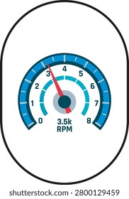Tachometer Gauge Illustration Showing Engine Revolutions Per Minute RPM Speedometer