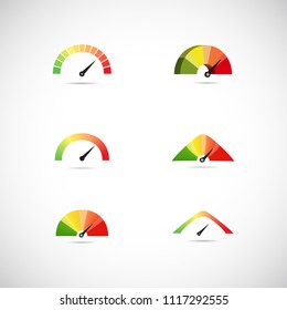 Tachometer from green to red color power indicator,stock vector illustration