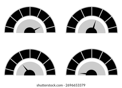 Tachometer icon isolated. Performance indicator sign. Car speed. Fast internet speed sign. Speedometer icon. 3D meter with green, yellow, red indicator	

