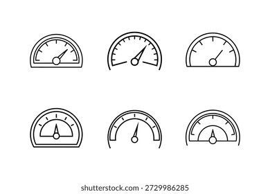 Ilustración vectorial de arte de línea de icono de tacómetro aislada