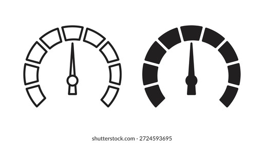 Tachometer icon with line and silhouette versions.