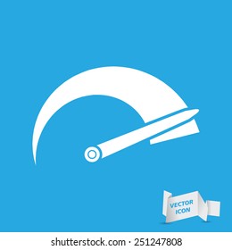Tachometer icon on a blue background