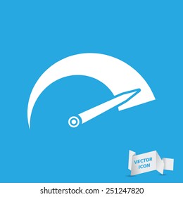 Tachometer icon on a blue background