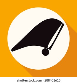 tachometer icon on white circle with a long shadow