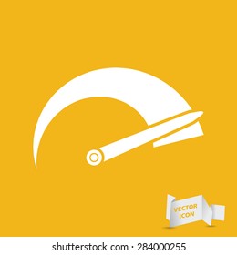 Tachometer icon on the yellow background