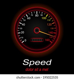 Tachometer icon. Red light color. Vector EPS10