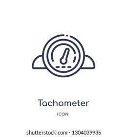 tachometer icon from transportation outline collection. Thin line tachometer icon isolated on white background.