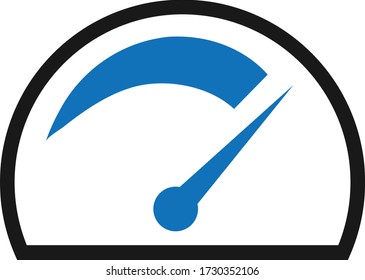 Tachometer-Icon-Vektor auf weißem Hintergrund (blaue Version)