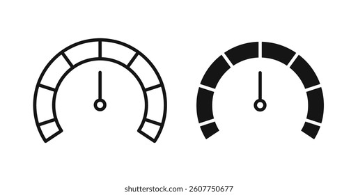 Tachometer icons in black fill and line style