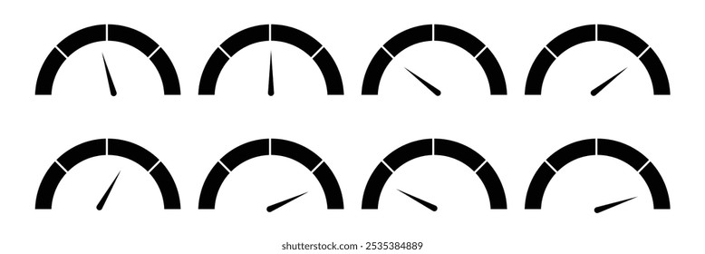 tachometer icons. Performance indicator sign. speedometer icon sets on white background eps 10. Dashboard speedometer vector  icons illustration. 