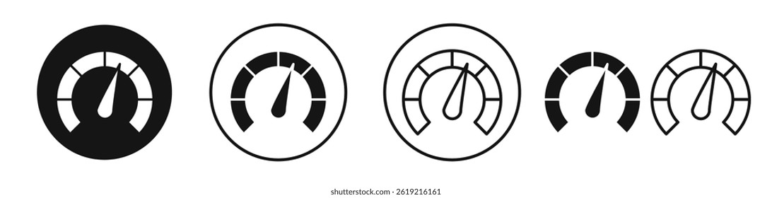 Tachometer icons set in solid black and stroke line style