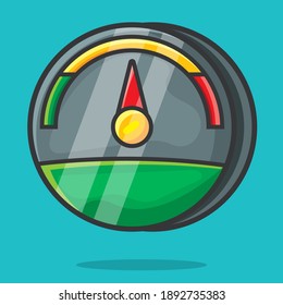 Tachometer einzeln auf Cartoon, Vektorgrafik auf flachem Hintergrund