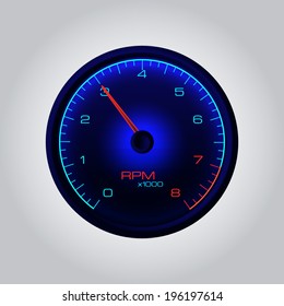 Tachometer on gray background.  Vector illustration.