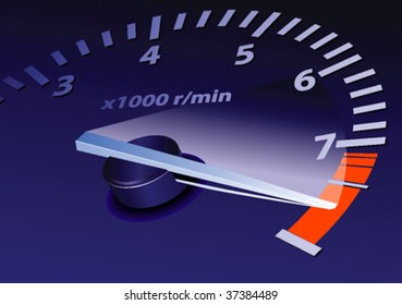 Tachometer On Maximum Level Vector Image