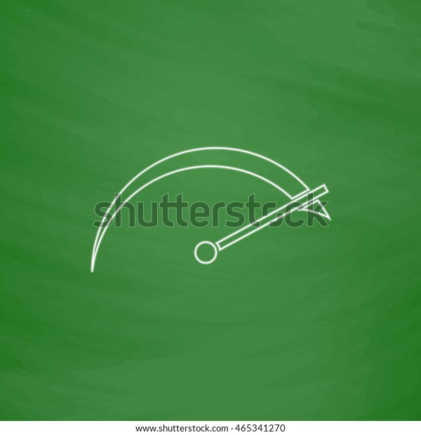 tachometer Outline vector icon.\
Imitation draw with white chalk on green chalkboard. Flat Pictogram\
and School board background. Illustration\
symbol